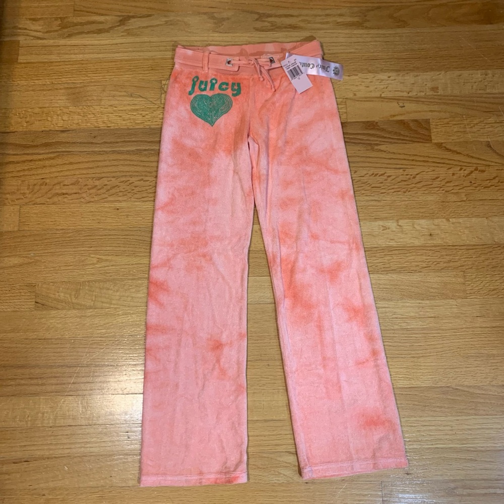 Juicy Couture Gela Pam Velour Citrus Cooler Terry Fashion Pants Coral Youth 12